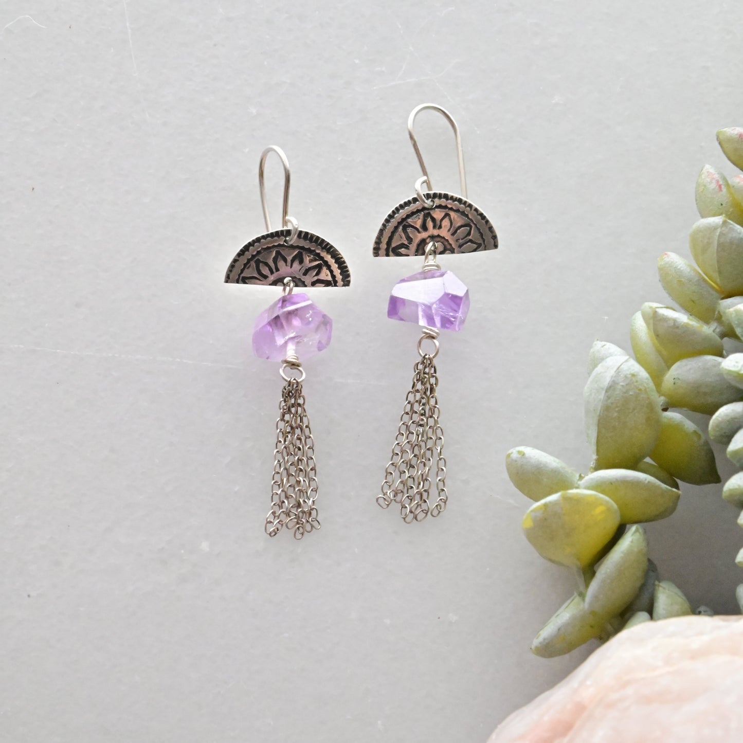 Silver Elements: Amethyst Earrings