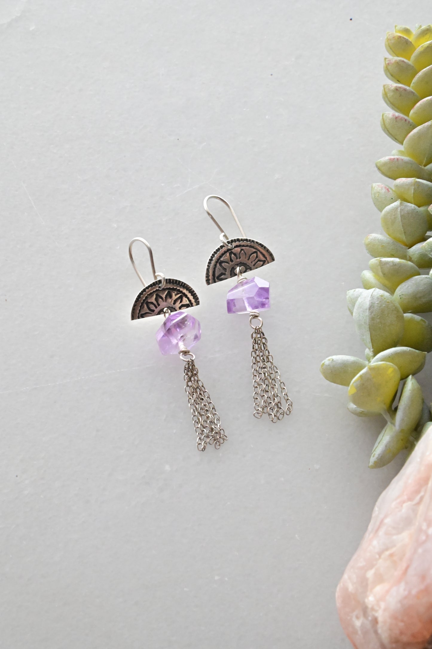 Silver Elements: Amethyst Earrings