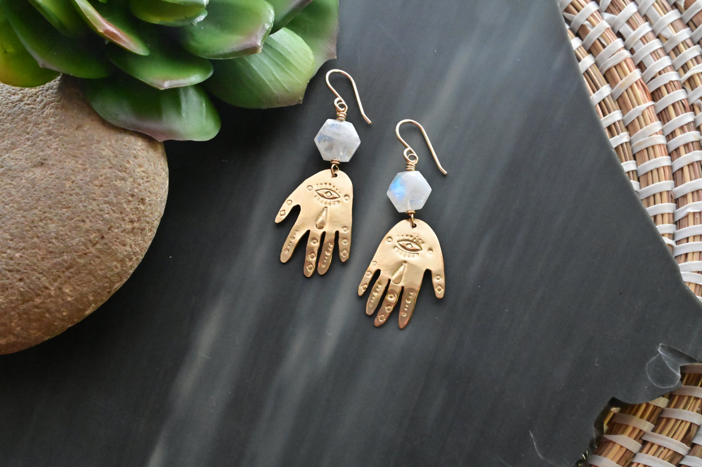 Gold Essentials: Moonstone Hand Earrings
