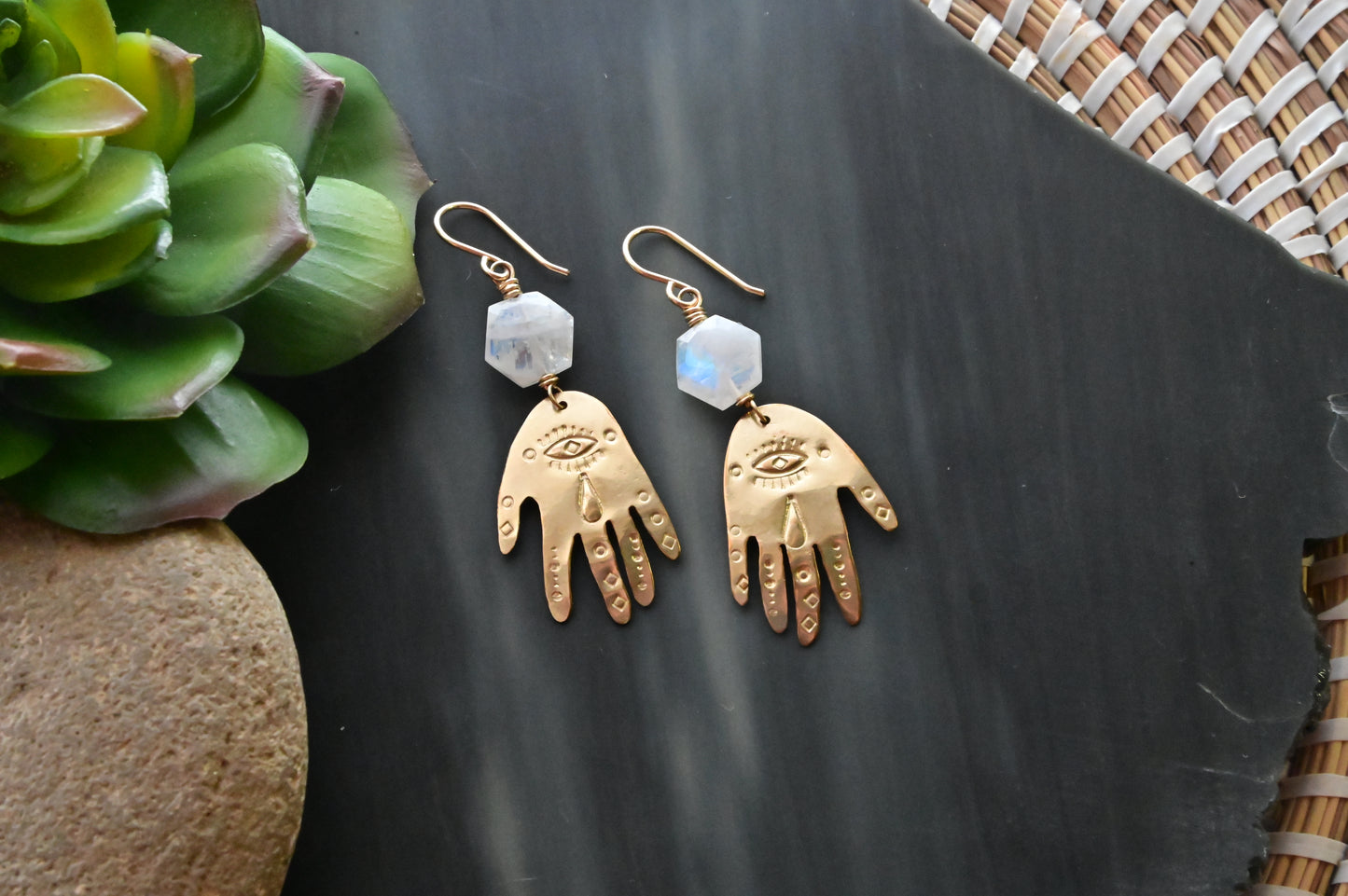 Gold Essentials: Moonstone Hand Earrings