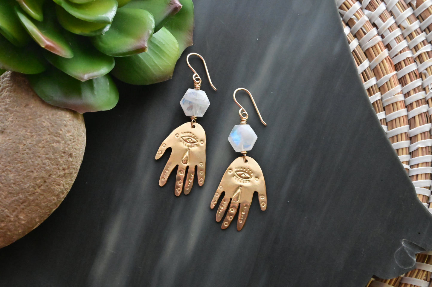 Gold Essentials: Moonstone Hand Earrings