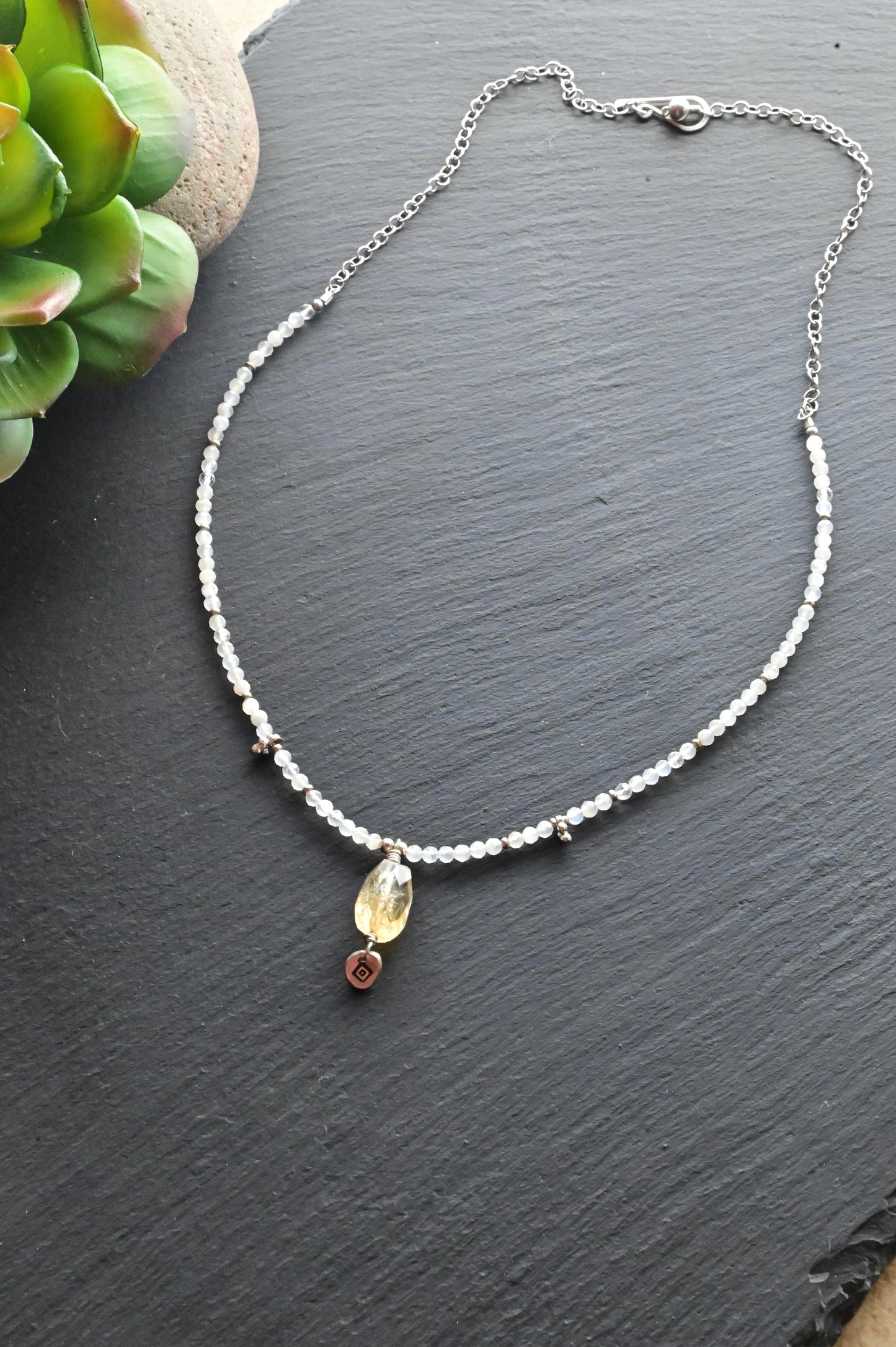 Silver Elements: Citrine + Moonstone Necklace