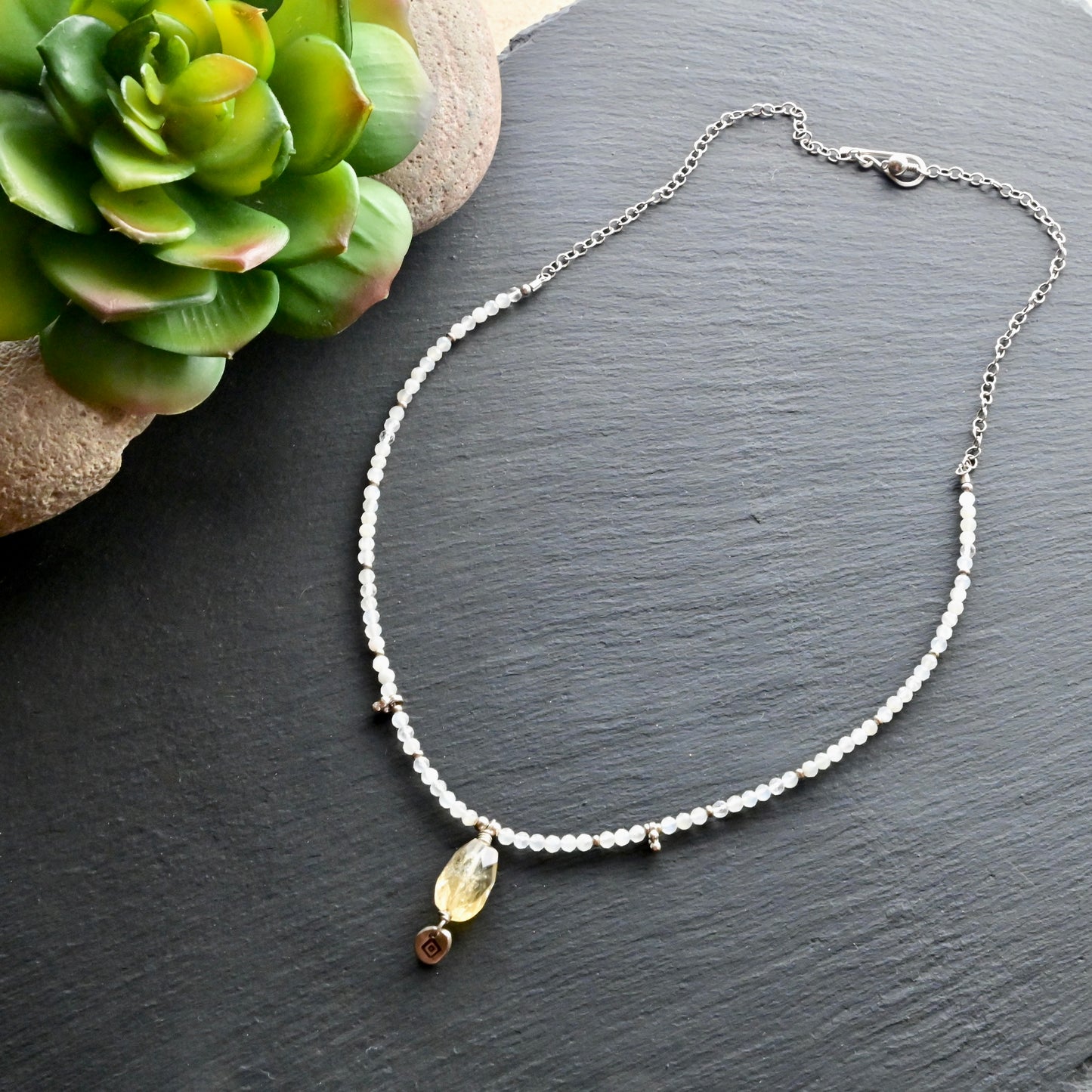 Silver Elements: Citrine + Moonstone Necklace