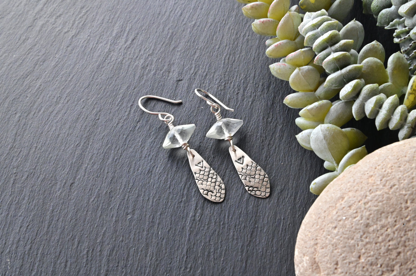 Silver Elements: Prehnite Earrings