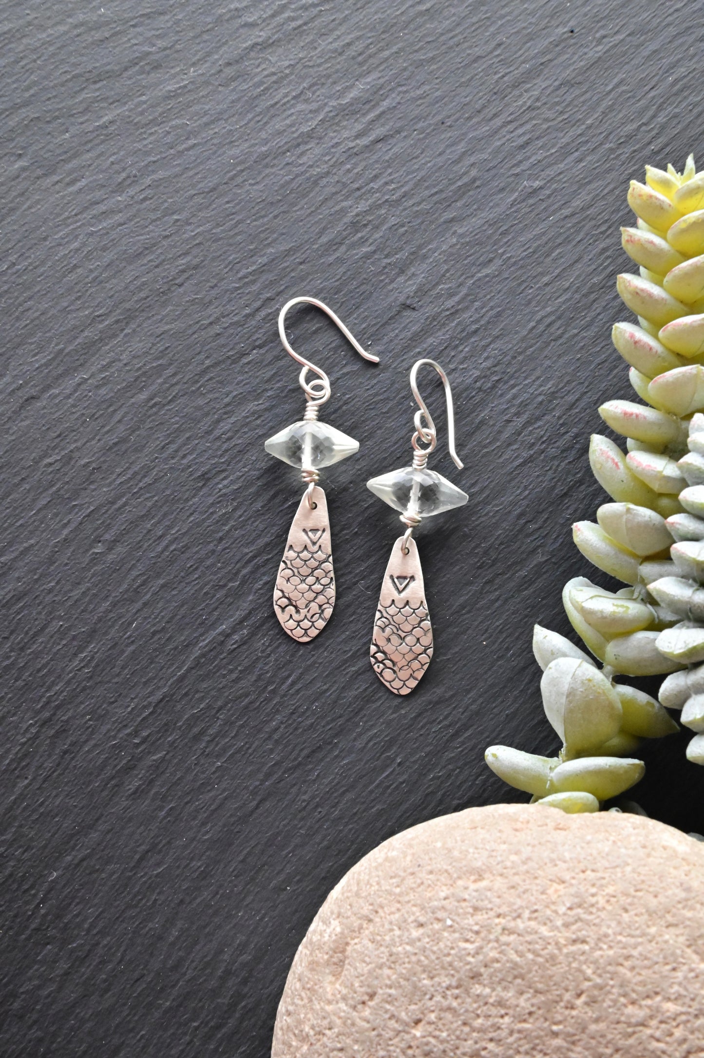 Silver Elements: Prehnite Earrings