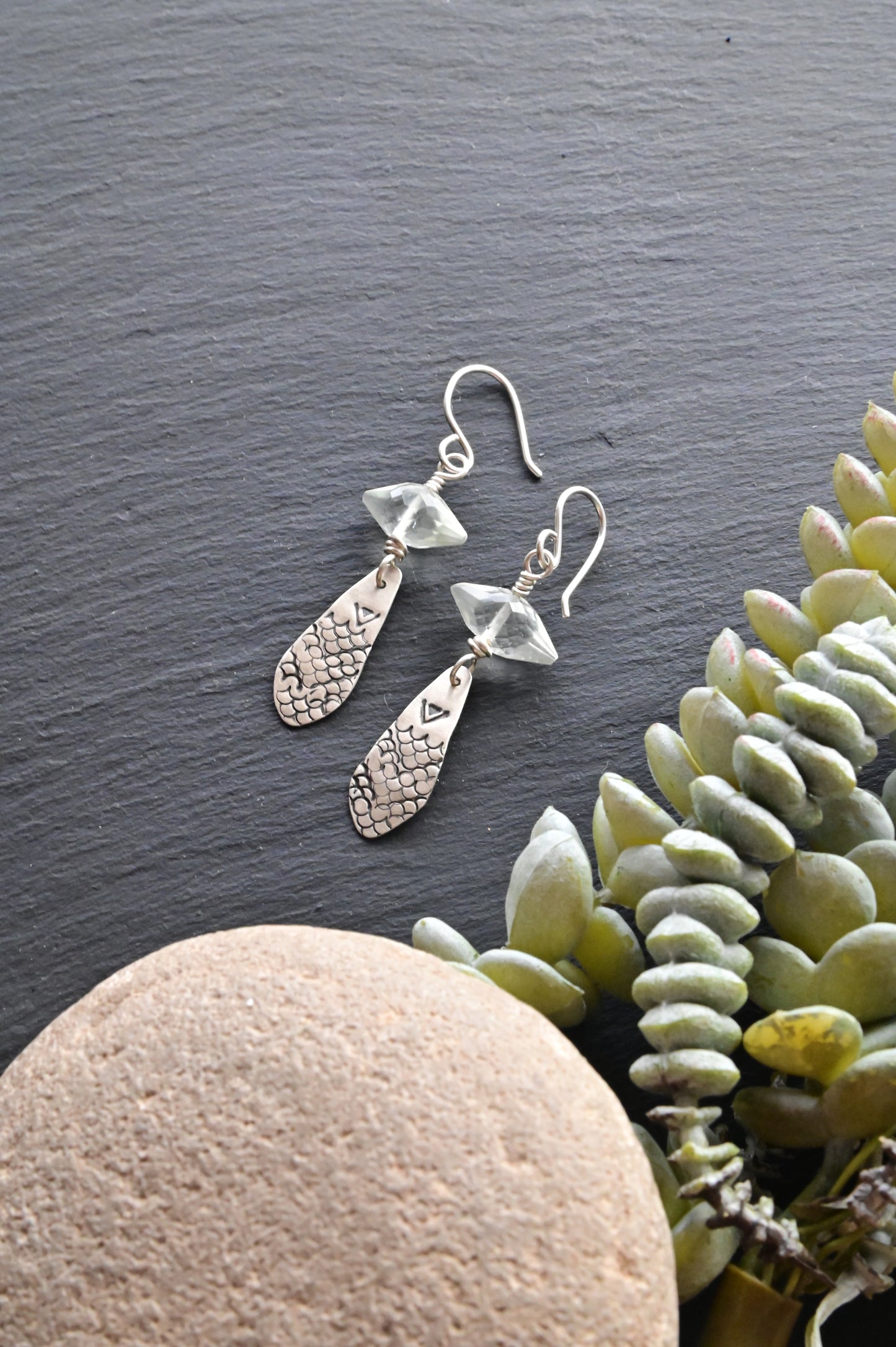 Silver Elements: Prehnite Earrings