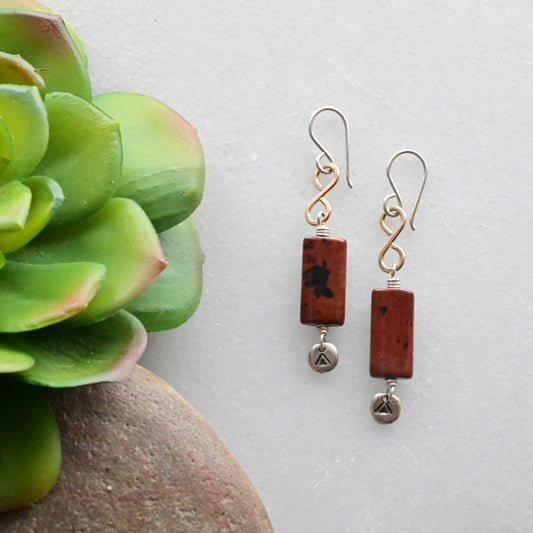 Silver Elements: Red Jasper + Mixed Metals Earrings