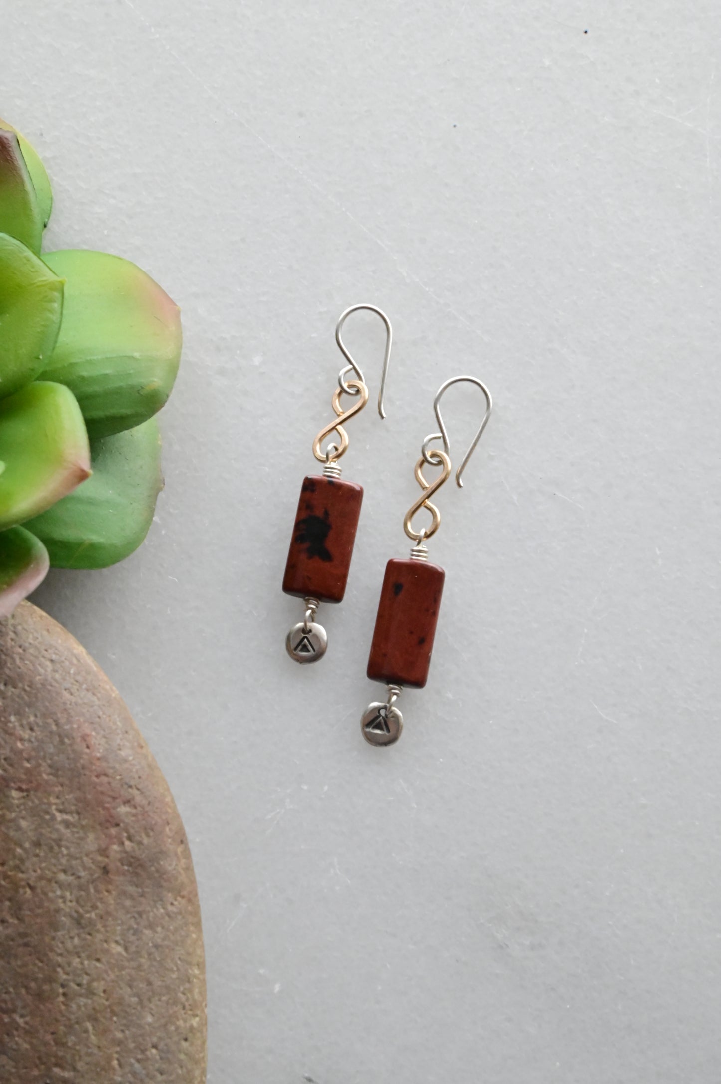 Silver Elements: Red Jasper + Mixed Metals Earrings