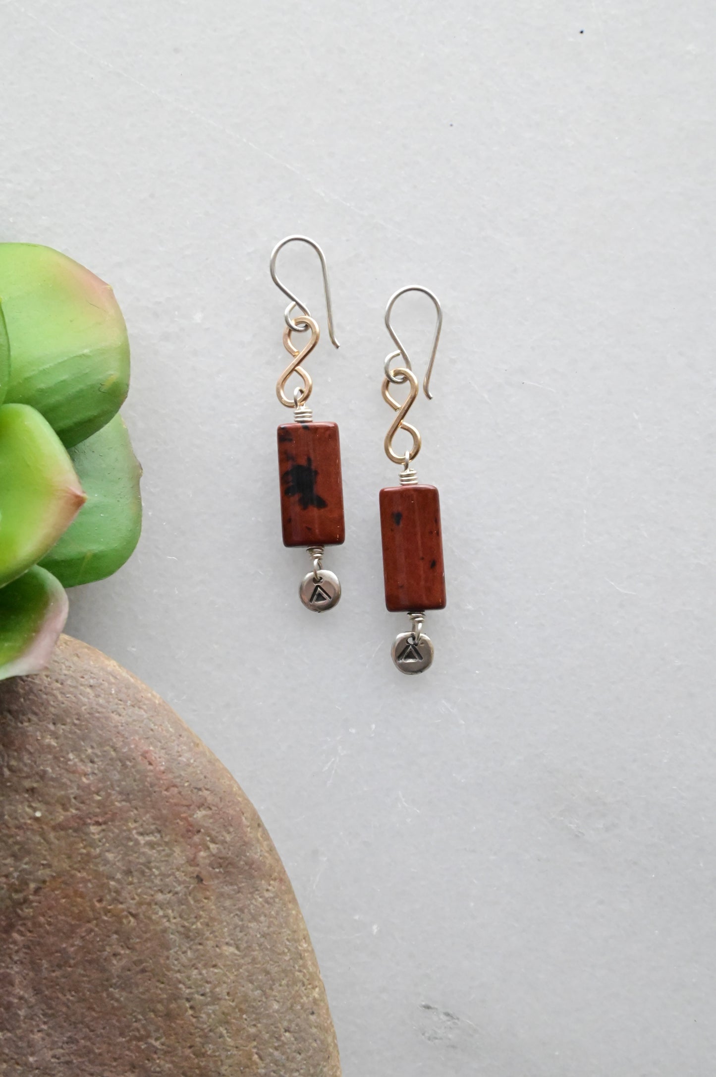 Silver Elements: Red Jasper + Mixed Metals Earrings