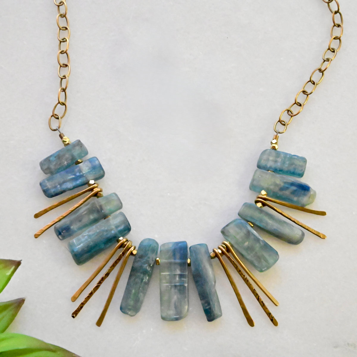 Sticks & Stones: Blue Kyanite + Brass Necklace