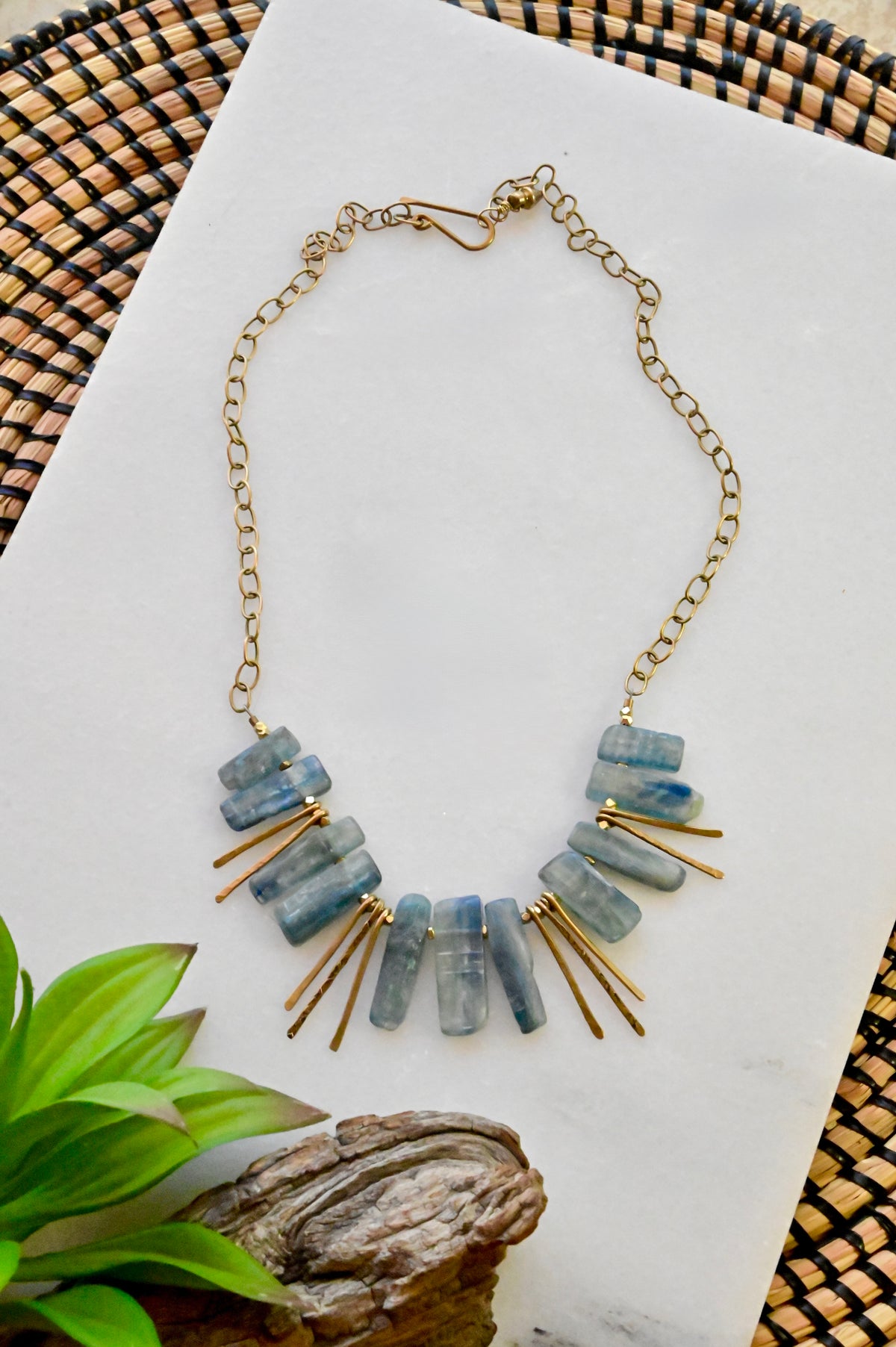 Sticks & Stones: Blue Kyanite + Brass Necklace