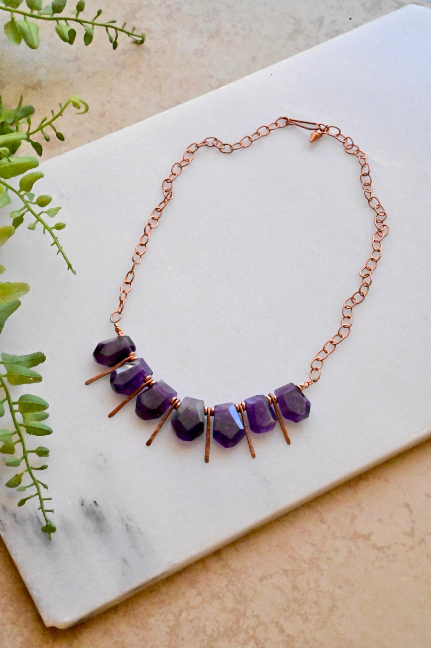 Sticks & Stones: Amethyst + Copper Necklace