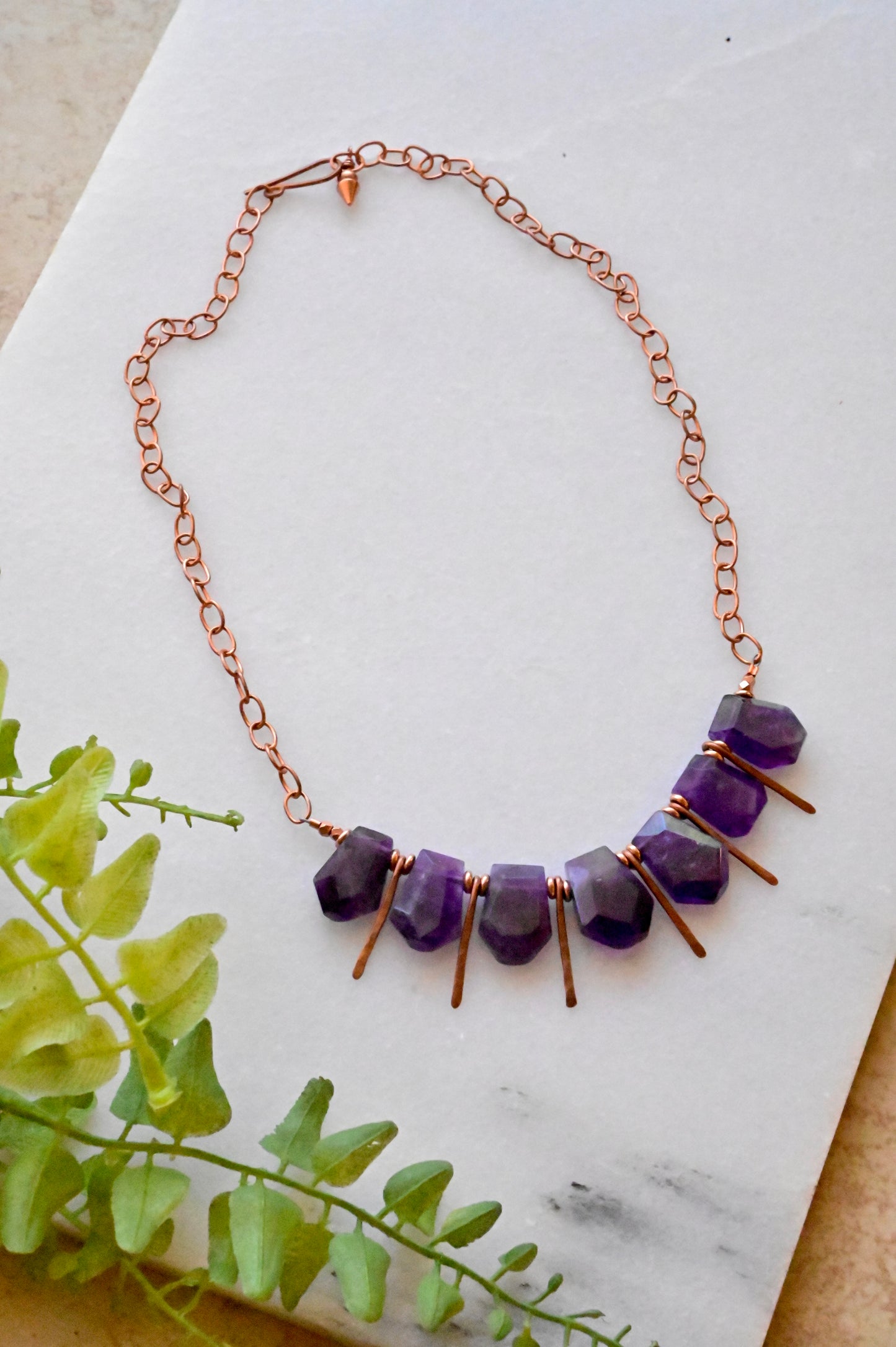 Sticks & Stones: Amethyst + Copper Necklace