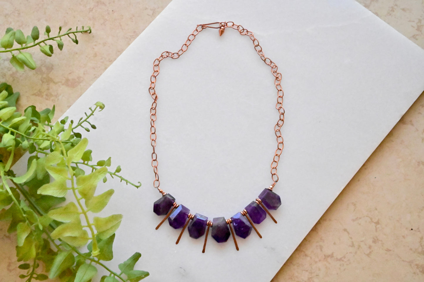 Sticks & Stones: Amethyst + Copper Necklace