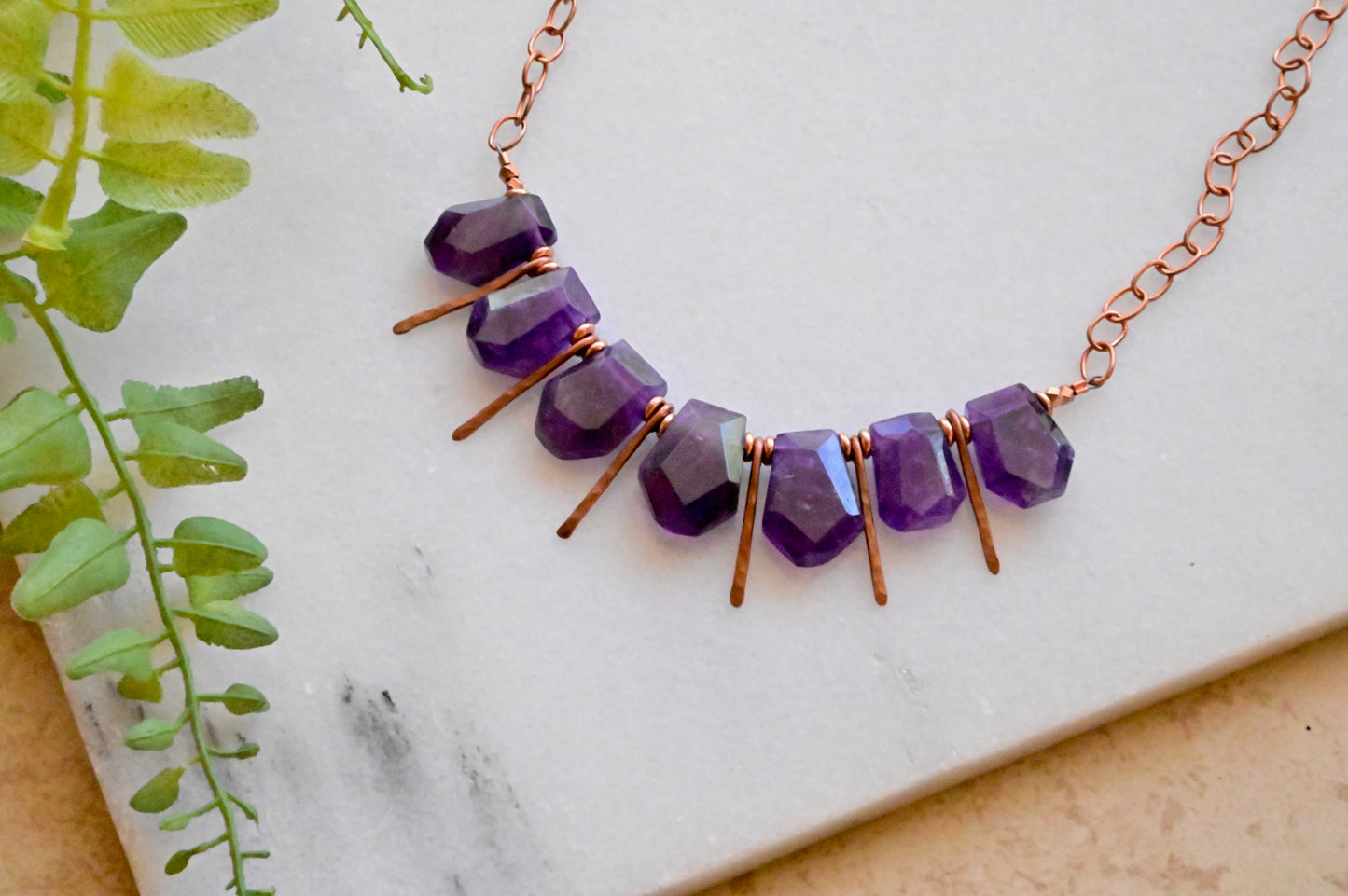 Sticks & Stones: Amethyst + Copper Necklace