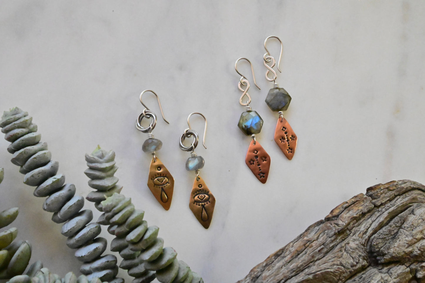 Labradorite + Mixed Metals Earrings