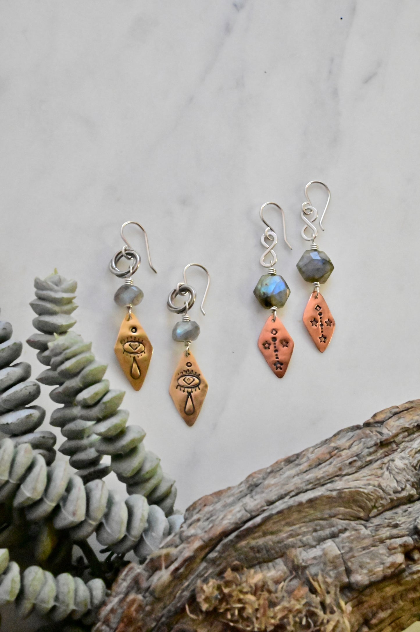 Labradorite + Mixed Metals Earrings