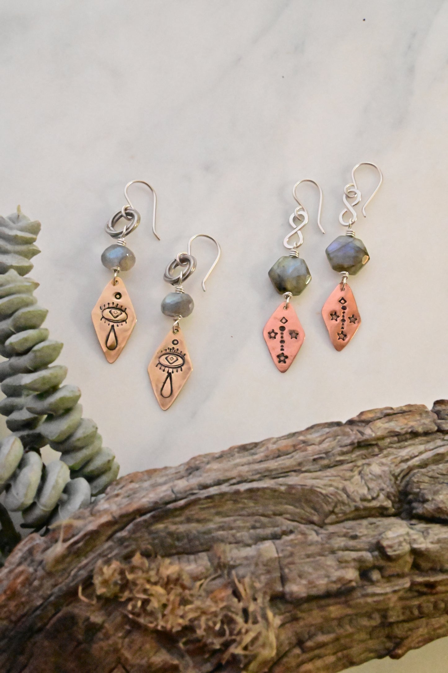 Labradorite + Mixed Metals Earrings