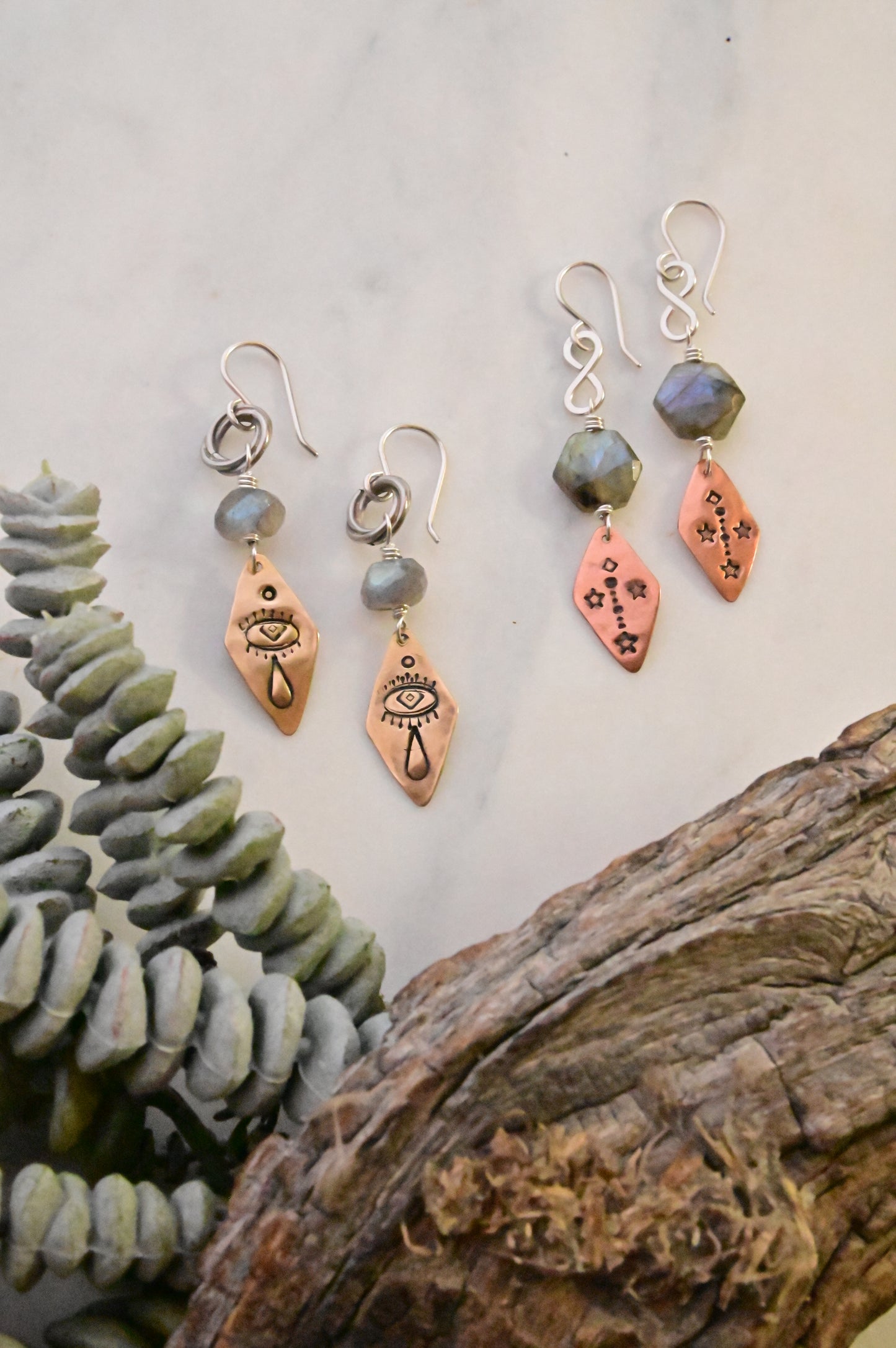 Labradorite + Mixed Metals Earrings