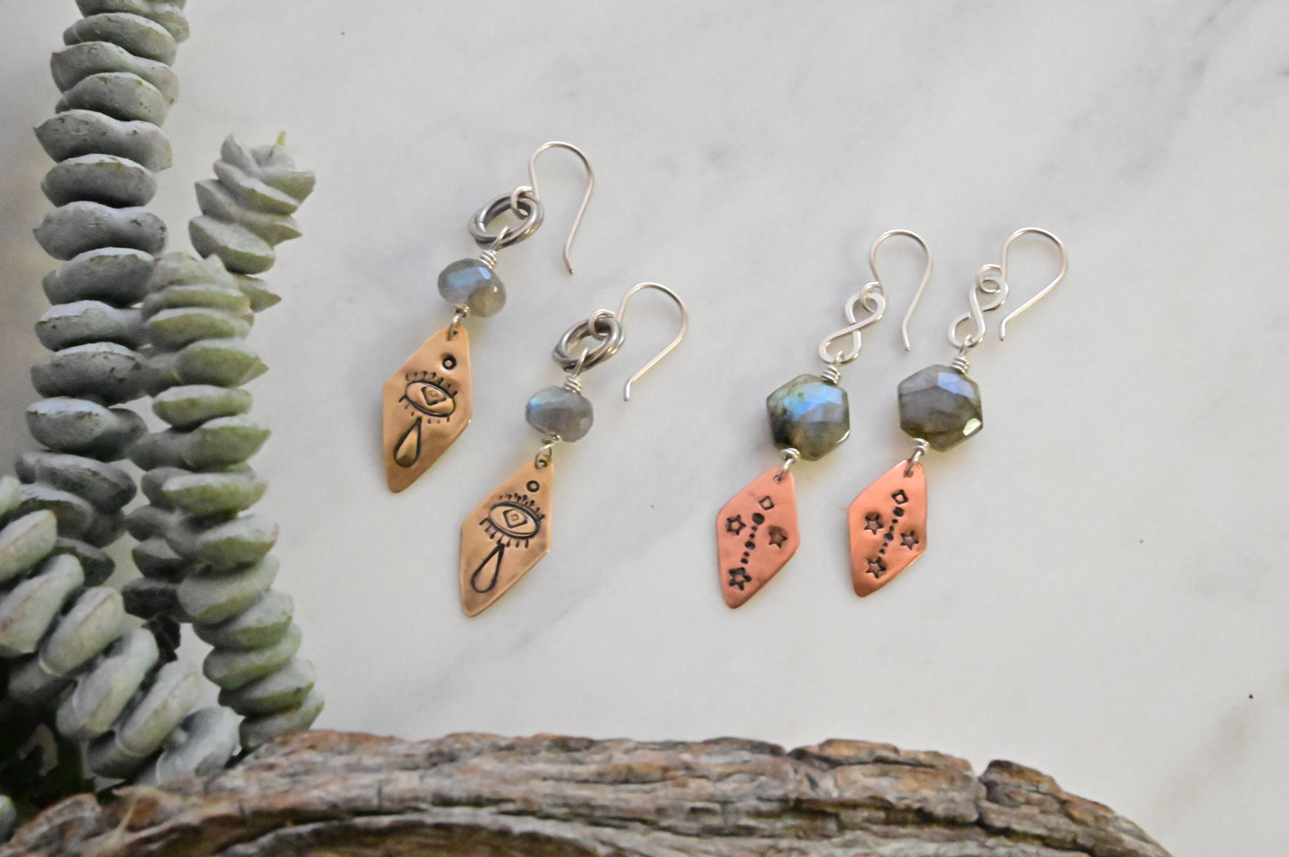 Labradorite + Mixed Metals Earrings