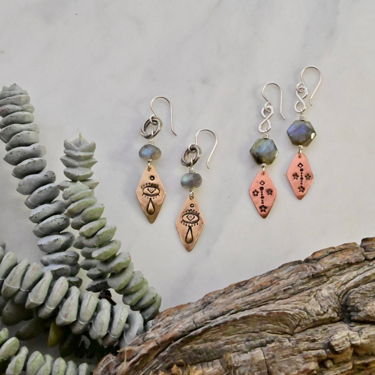 Labradorite + Mixed Metals Earrings