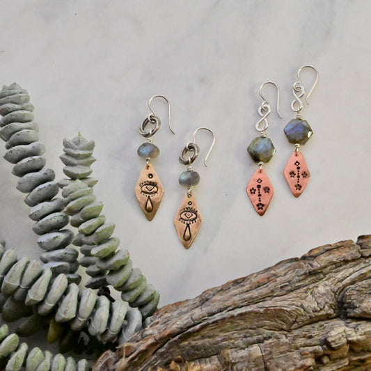 Labradorite + Mixed Metals Earrings