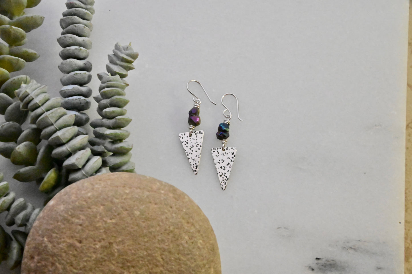 Silver Elements: Rainbow Pyrite Earrings