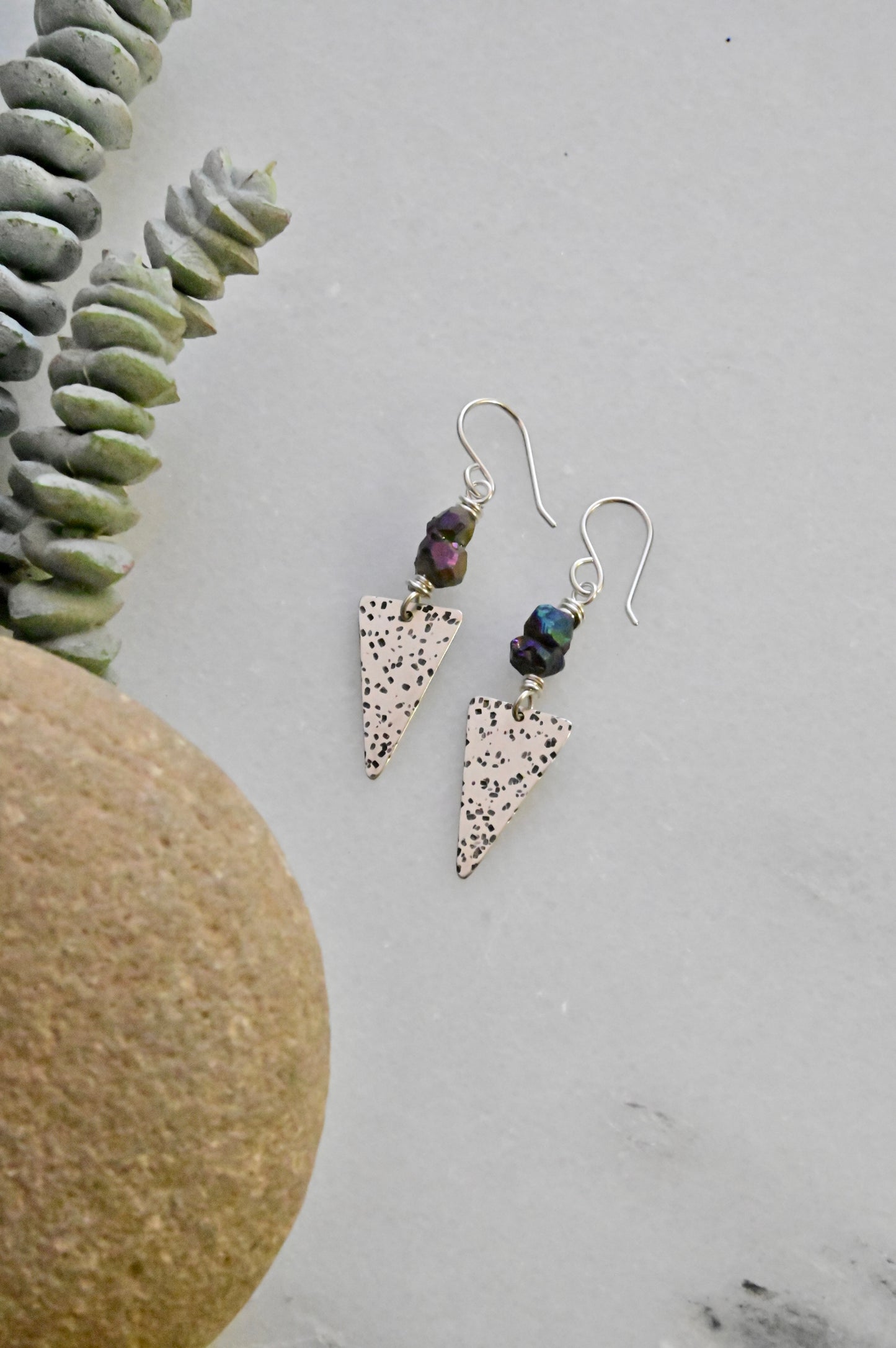 Silver Elements: Rainbow Pyrite Earrings
