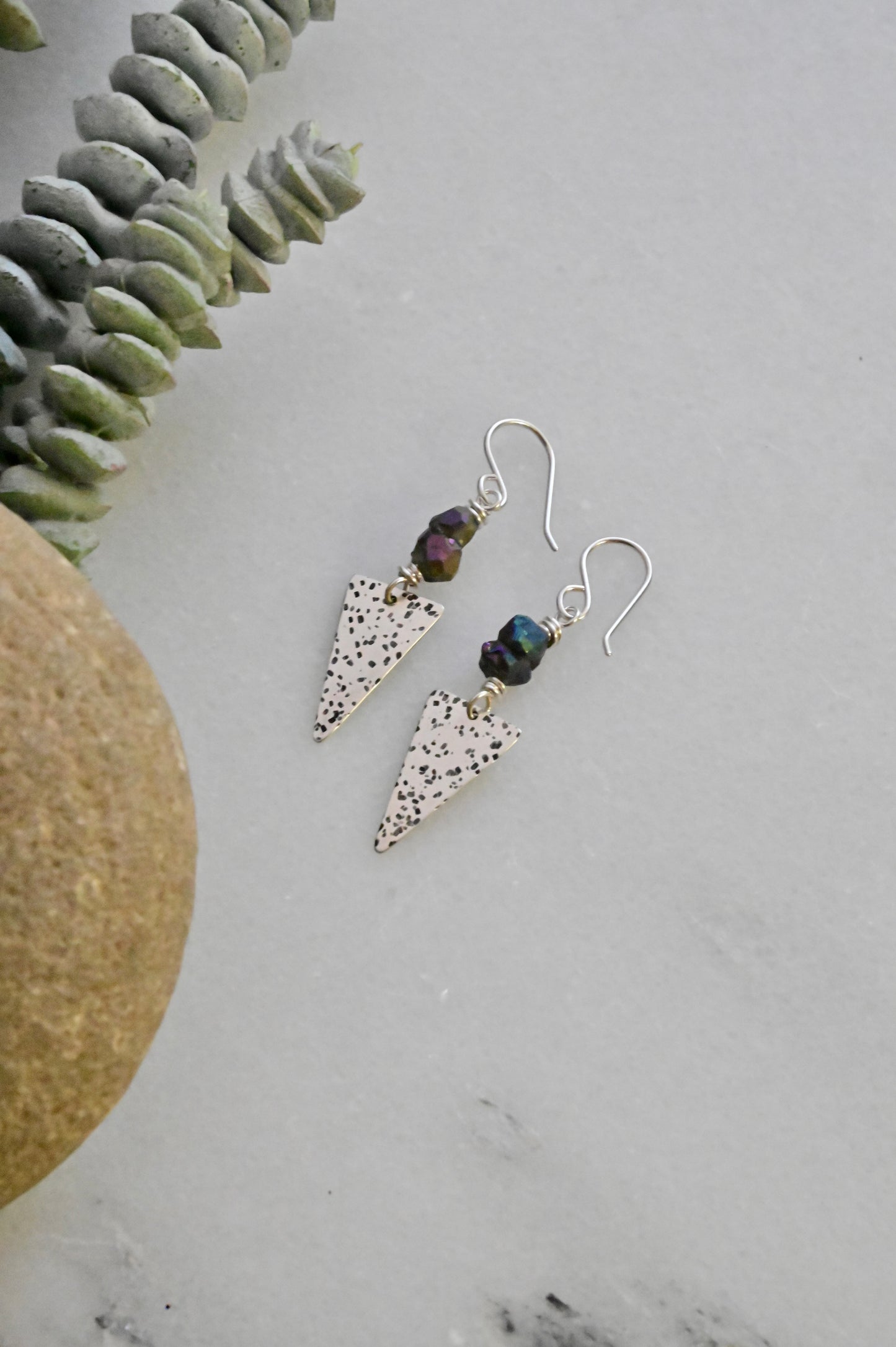 Silver Elements: Rainbow Pyrite Earrings