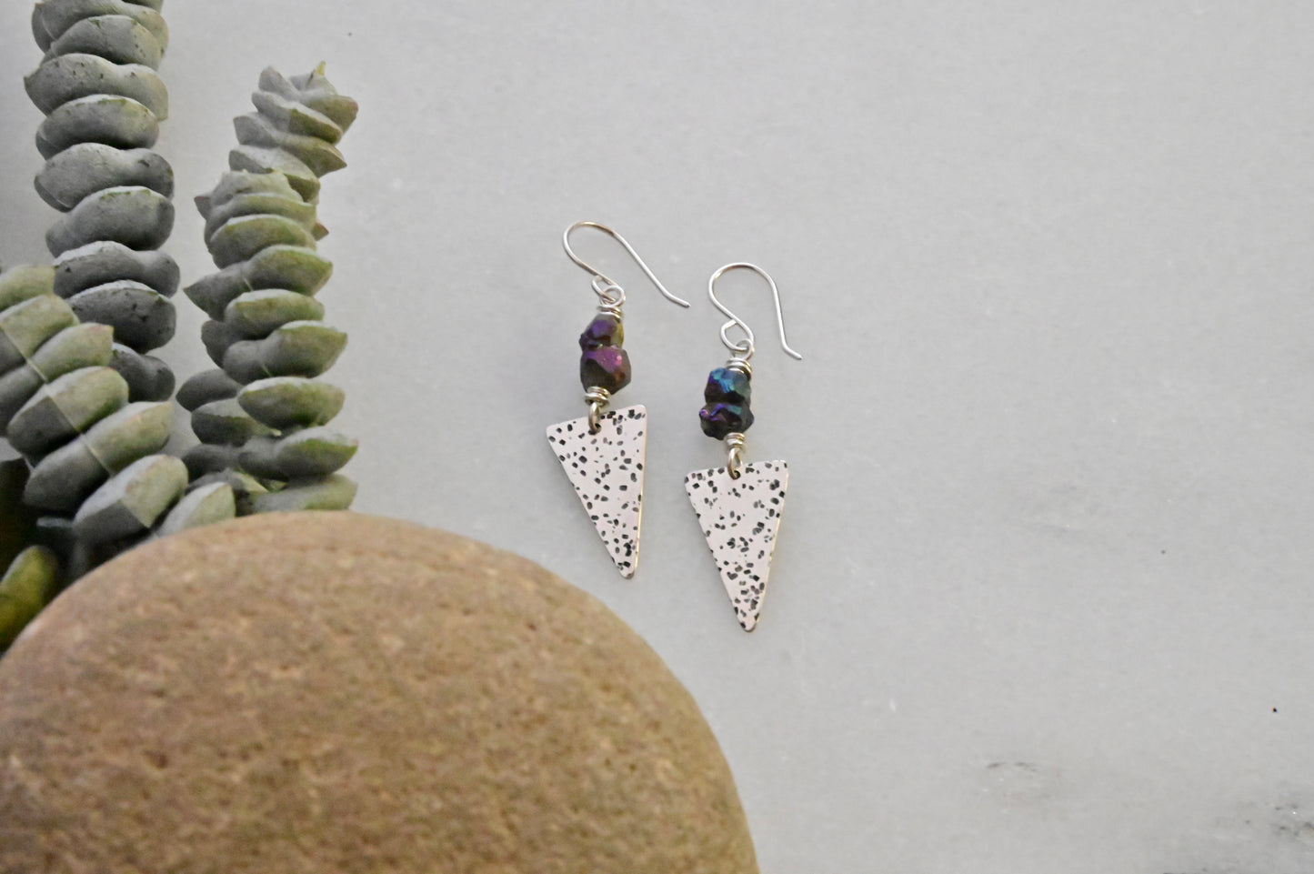 Silver Elements: Rainbow Pyrite Earrings