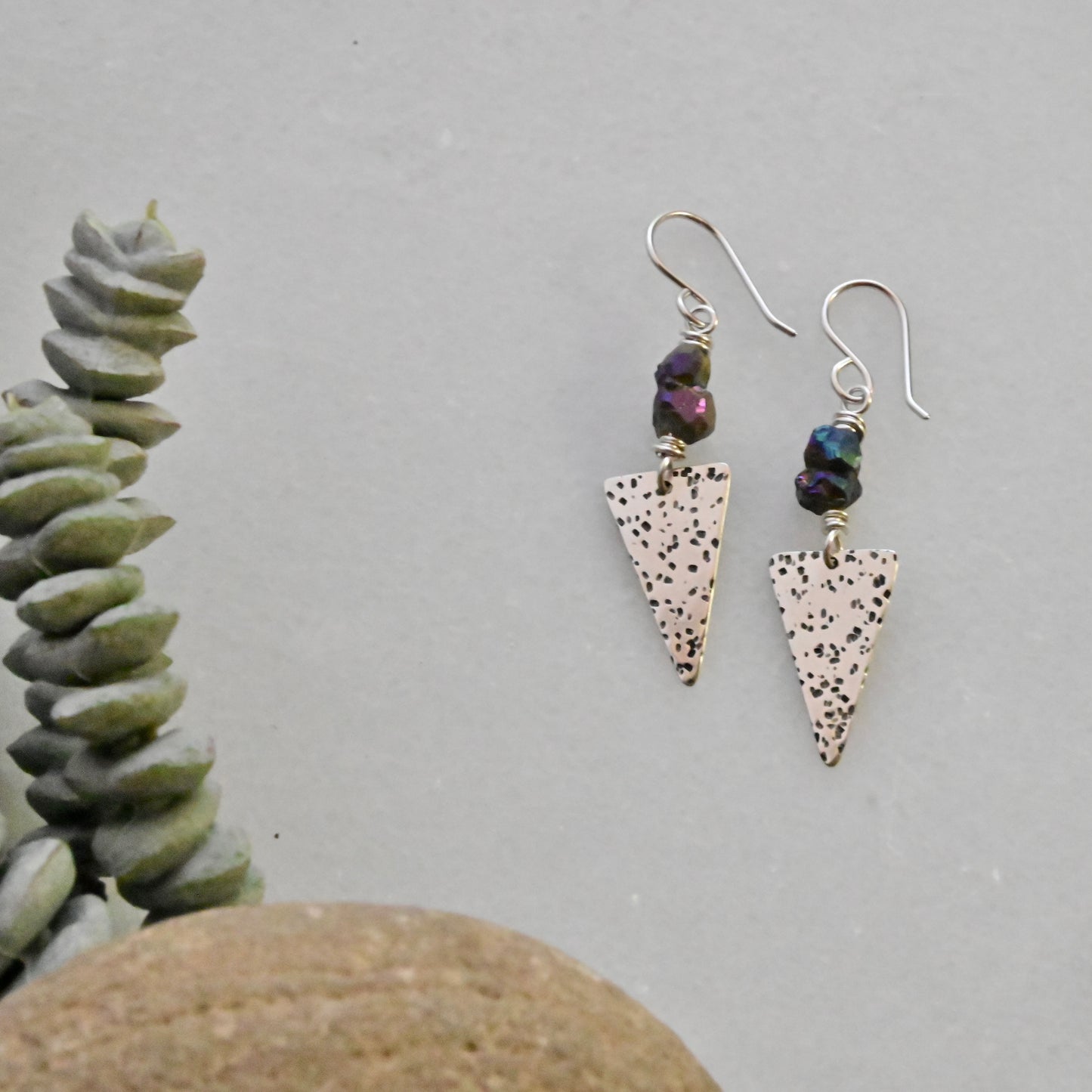 Silver Elements: Rainbow Pyrite Earrings