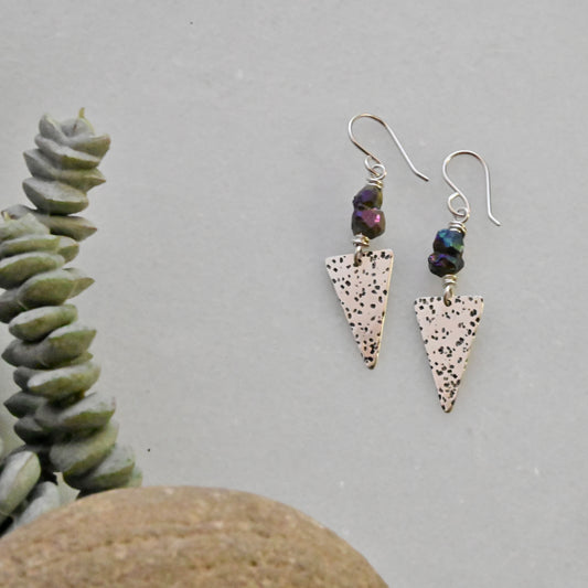 Silver Elements: Rainbow Pyrite Earrings