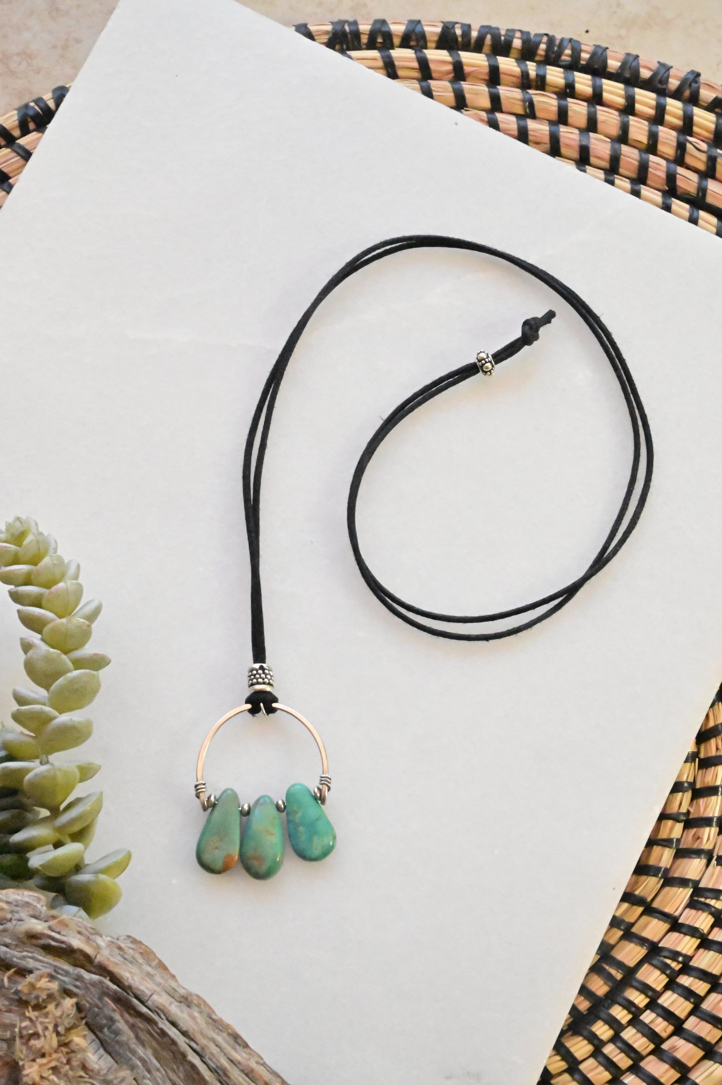 Hammered Hopps: Turquoise + Silver Necklace