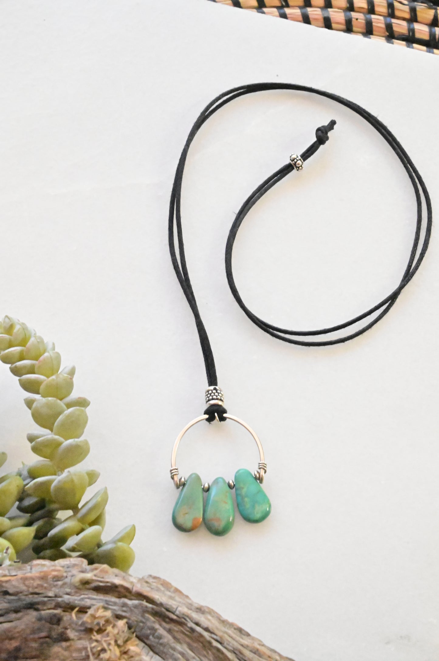 Hammered Hopps: Turquoise + Silver Necklace