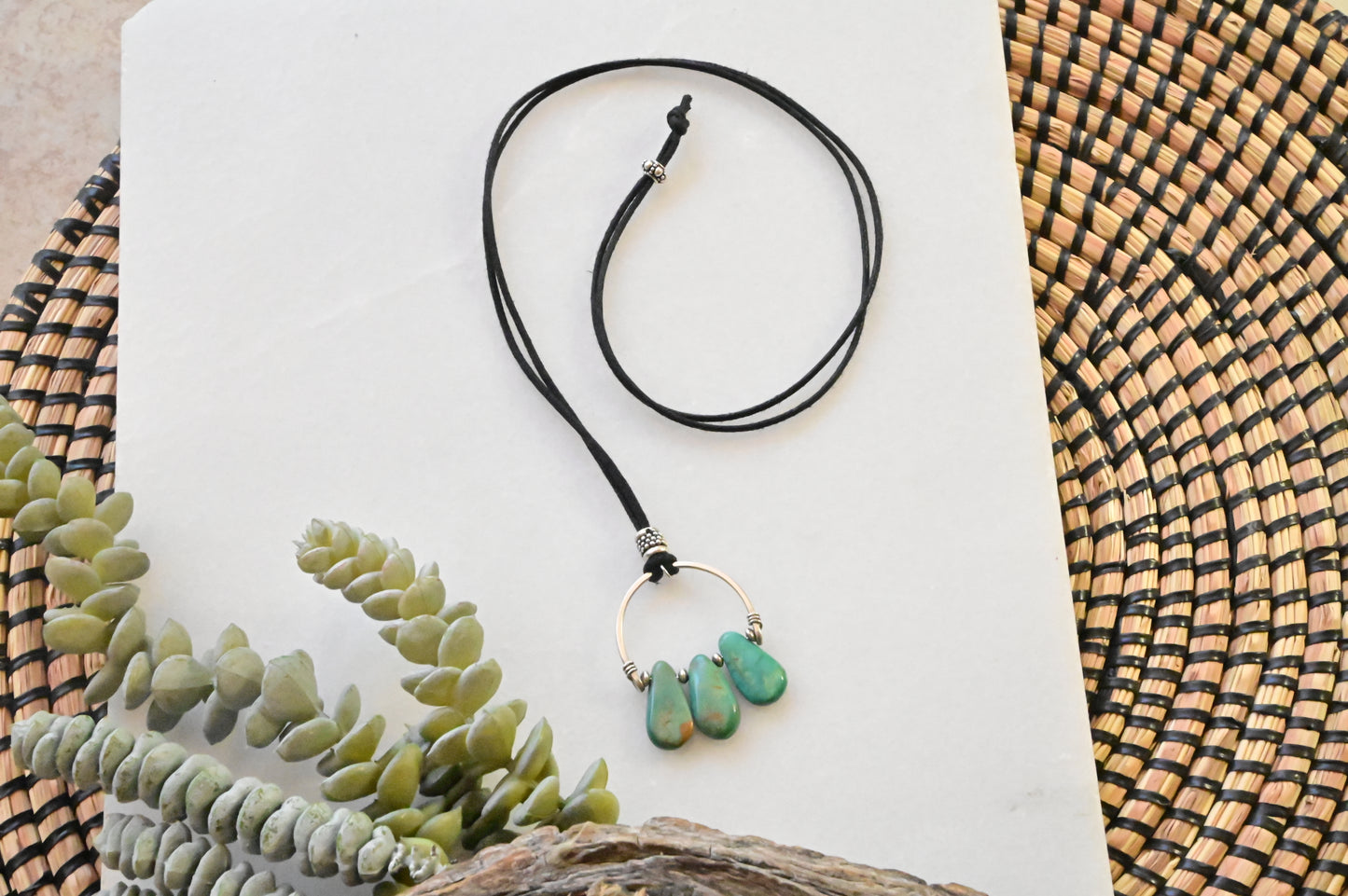 Hammered Hopps: Turquoise + Silver Necklace