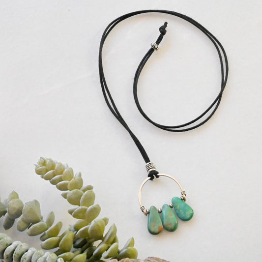 Hammered Hopps: Turquoise + Silver Necklace