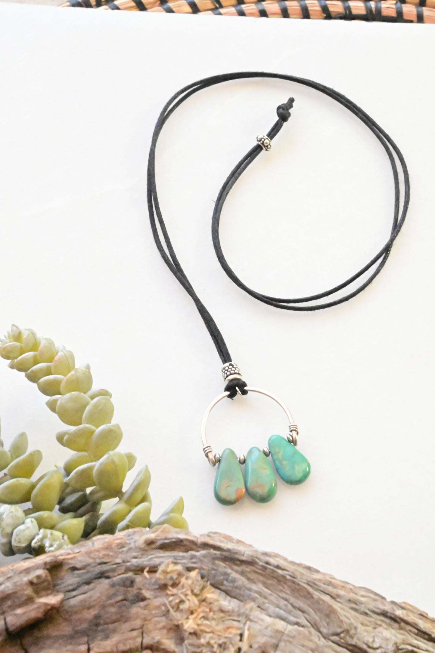 Hammered Hopps: Turquoise + Silver Necklace