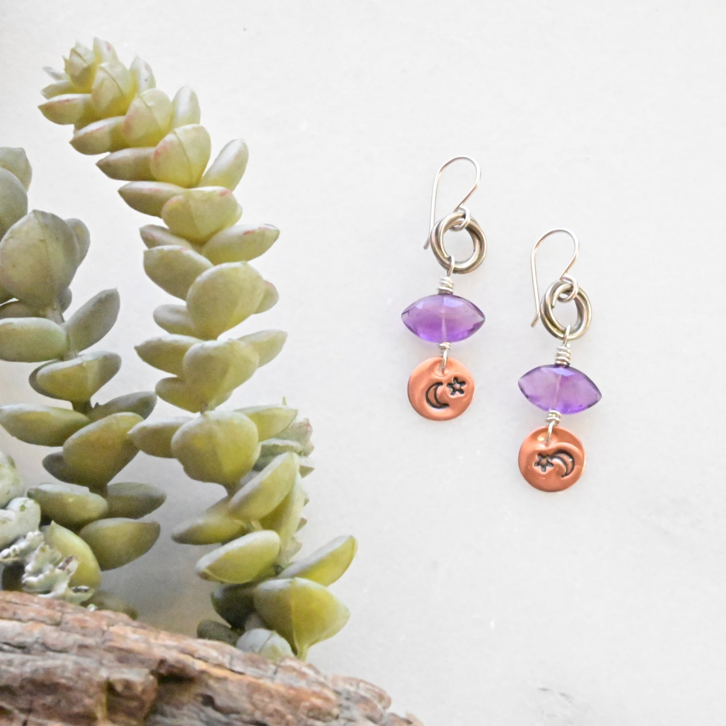 Copper Creations: Amethyst + Silver Earrings