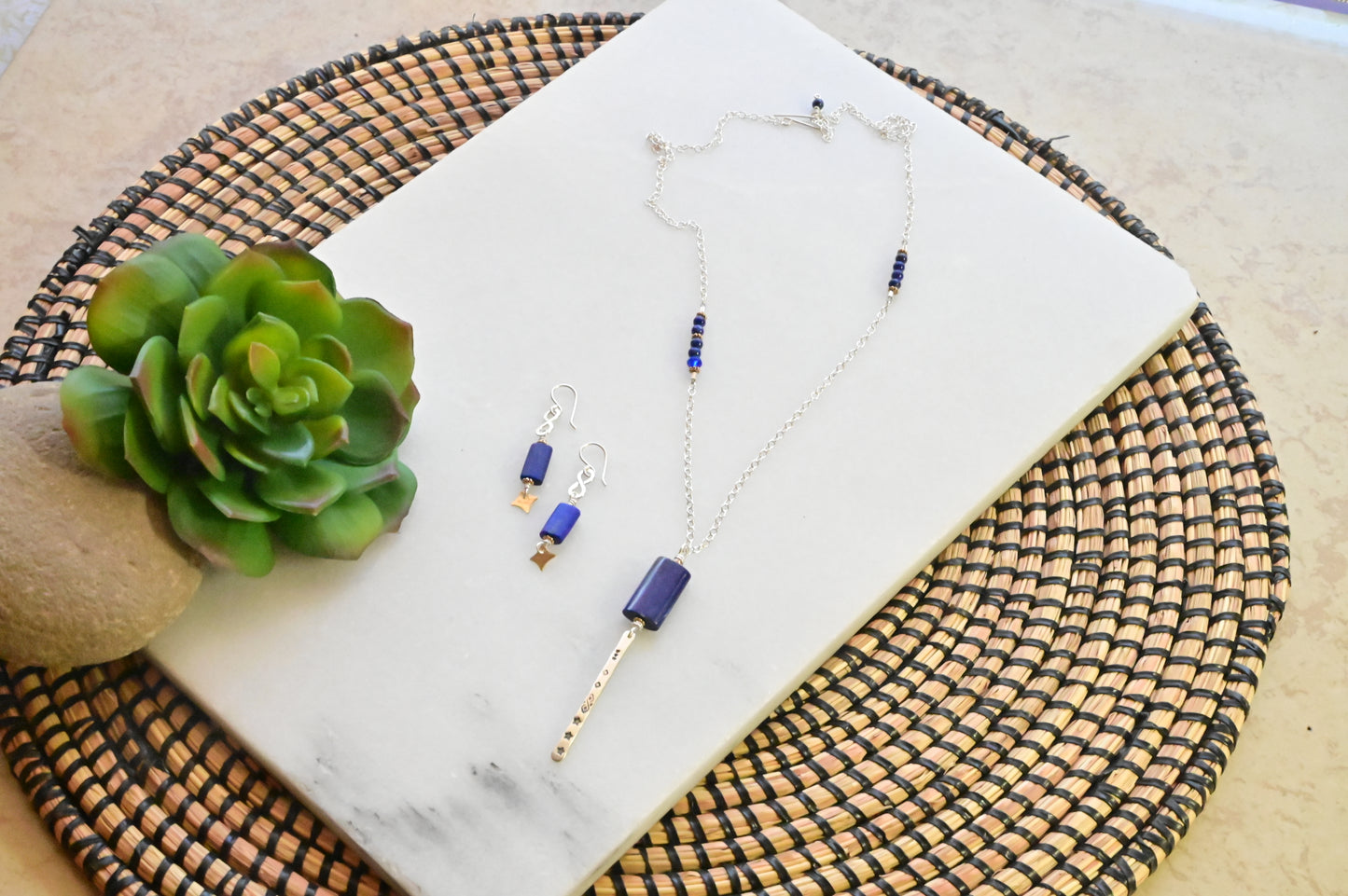 Sticks & Stones: Lapis Lazuli + Silver Necklace