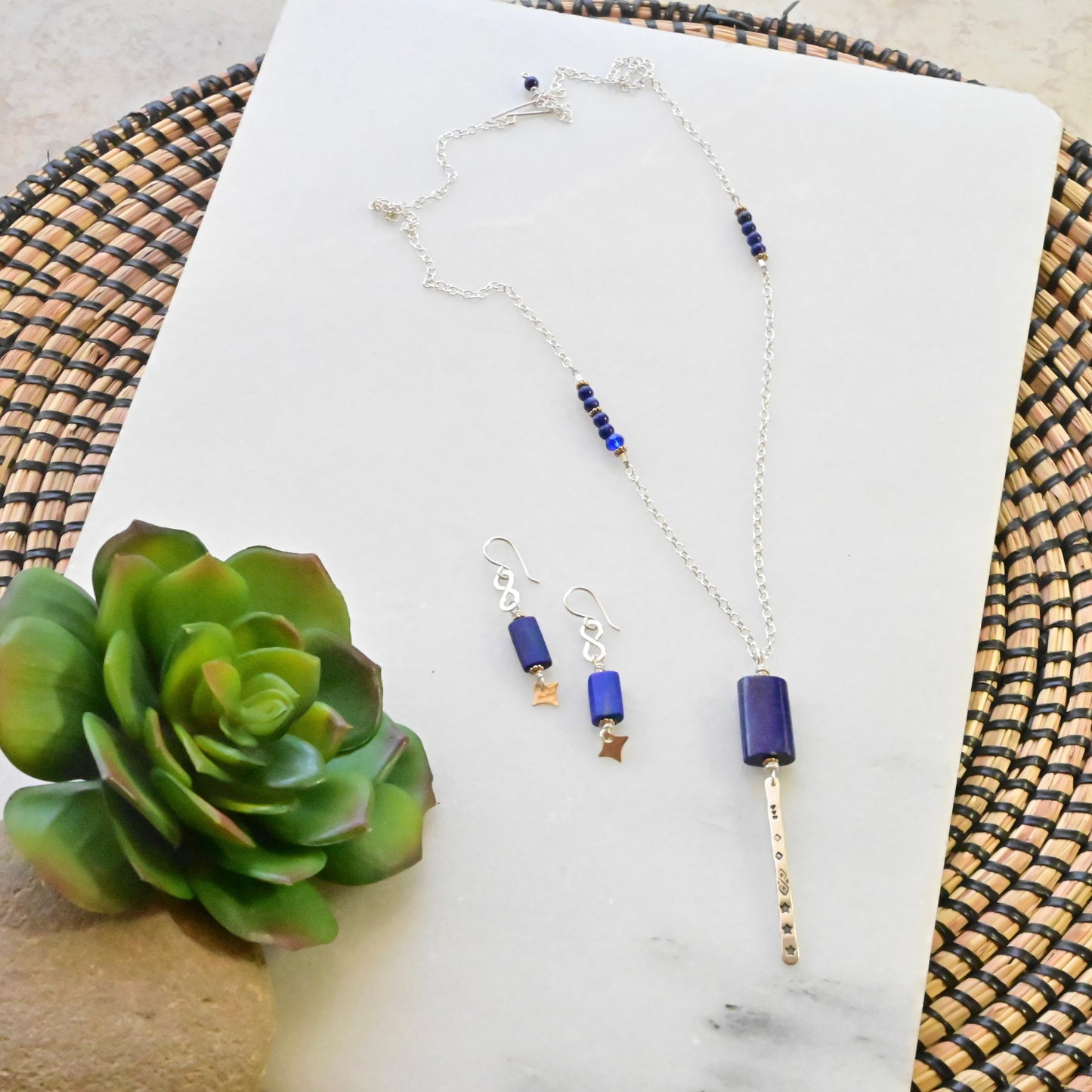 Sticks & Stones: Lapis Lazuli + Silver Necklace