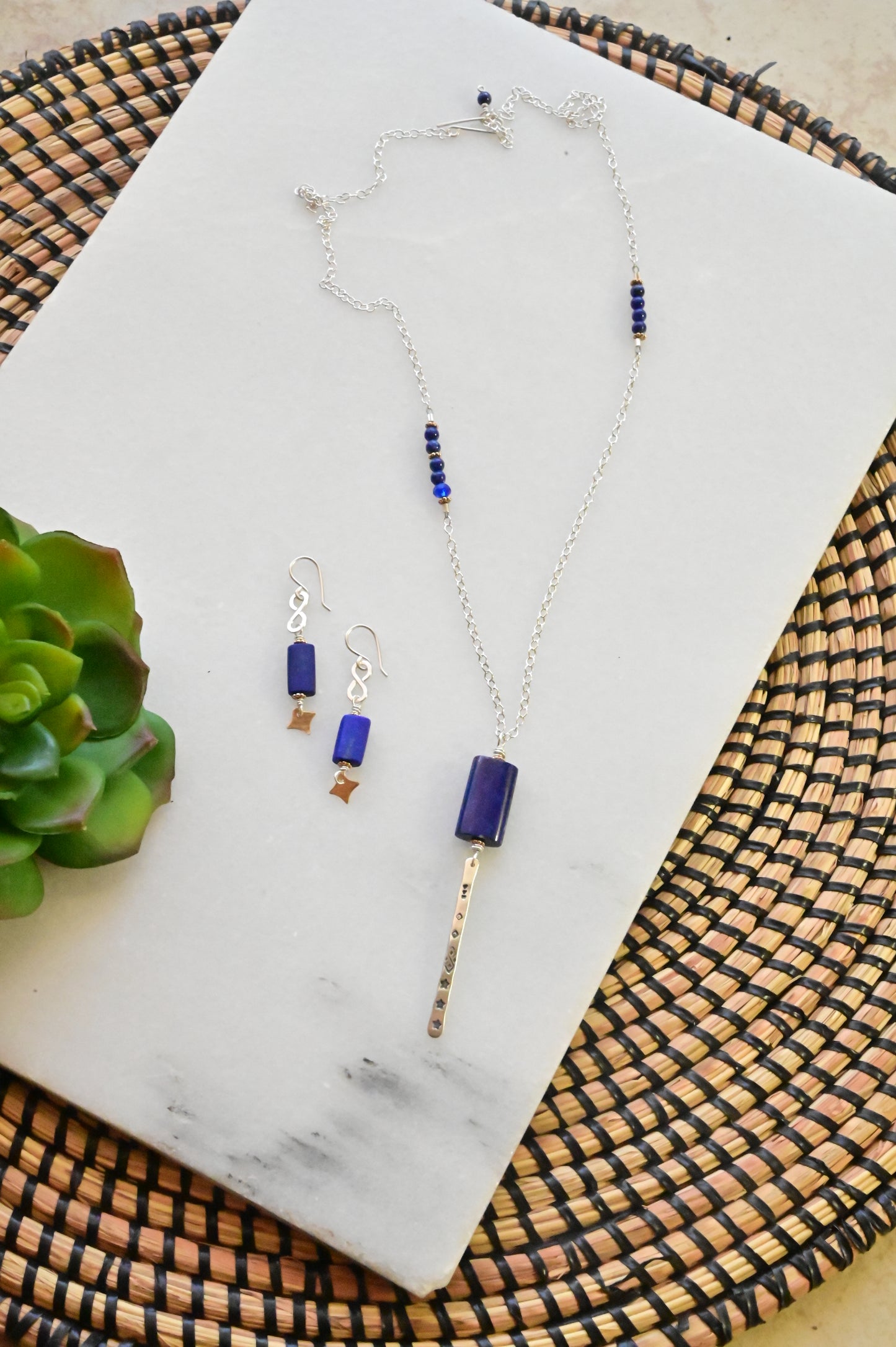 Sticks & Stones: Lapis Lazuli + Silver Necklace