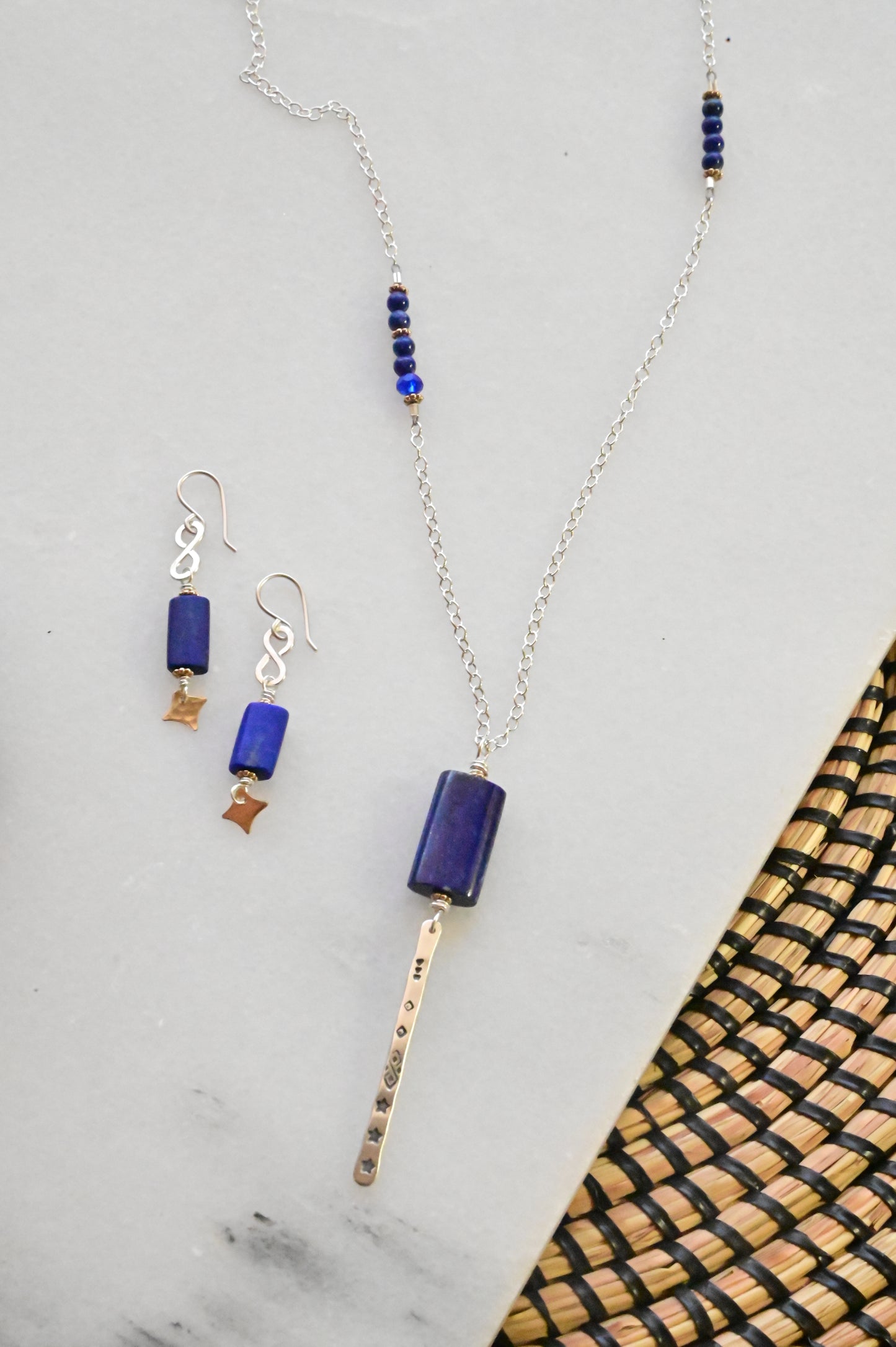 Sticks & Stones: Lapis Lazuli + Silver Necklace