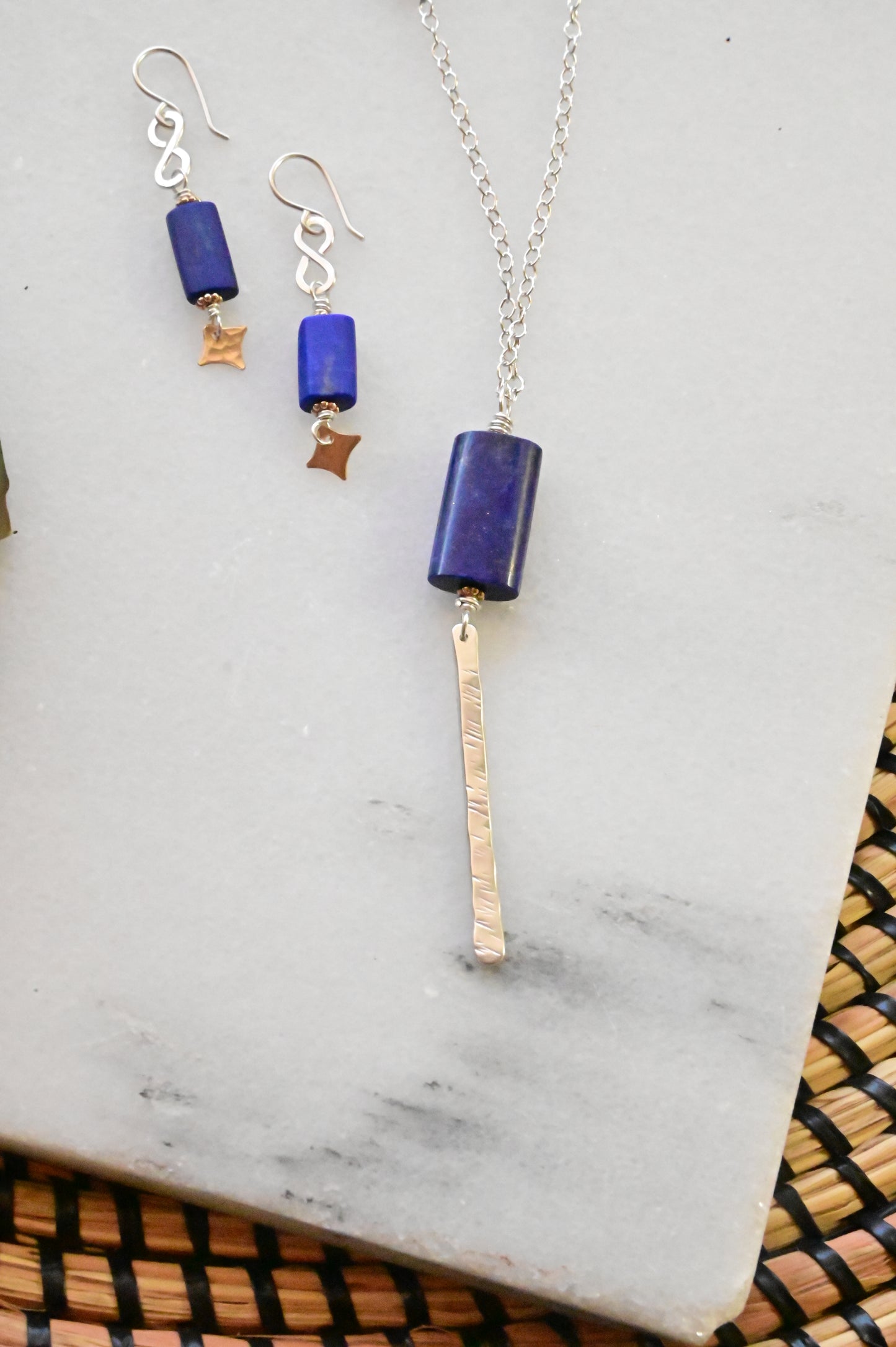 Sticks & Stones: Lapis Lazuli + Silver Necklace