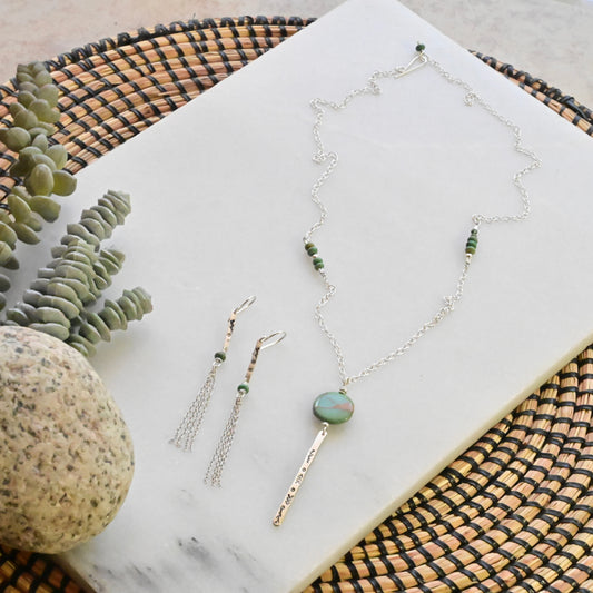 Sticks & Stones: Turquoise + Silver Earrings & Necklace