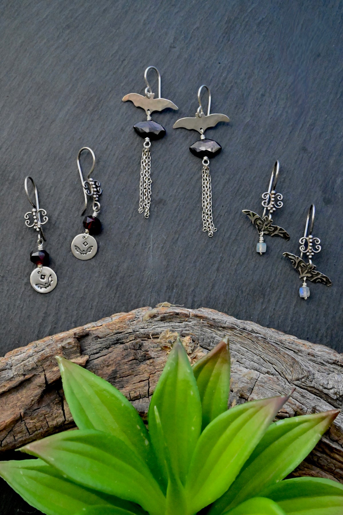 Silver Elements Bat Earrings