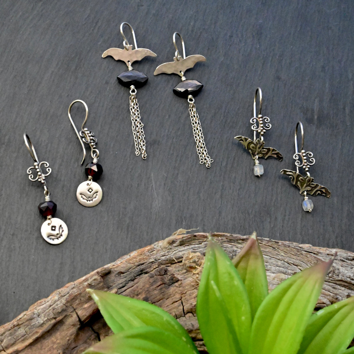 Silver Elements Bat Earrings