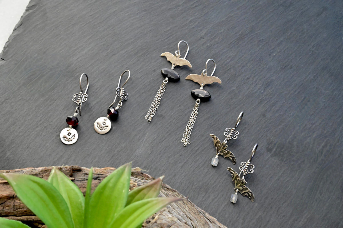 Silver Elements Bat Earrings