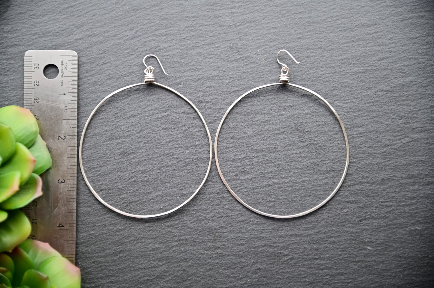 Hammered Hoops: XL "Power Hoops" in Siver + Gold