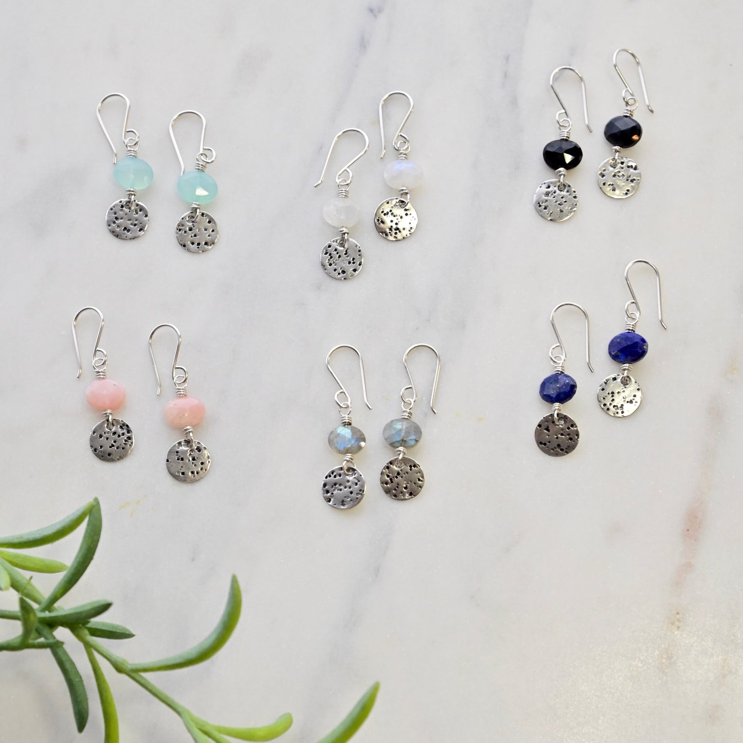 Mini Moon Gemstone Earrings