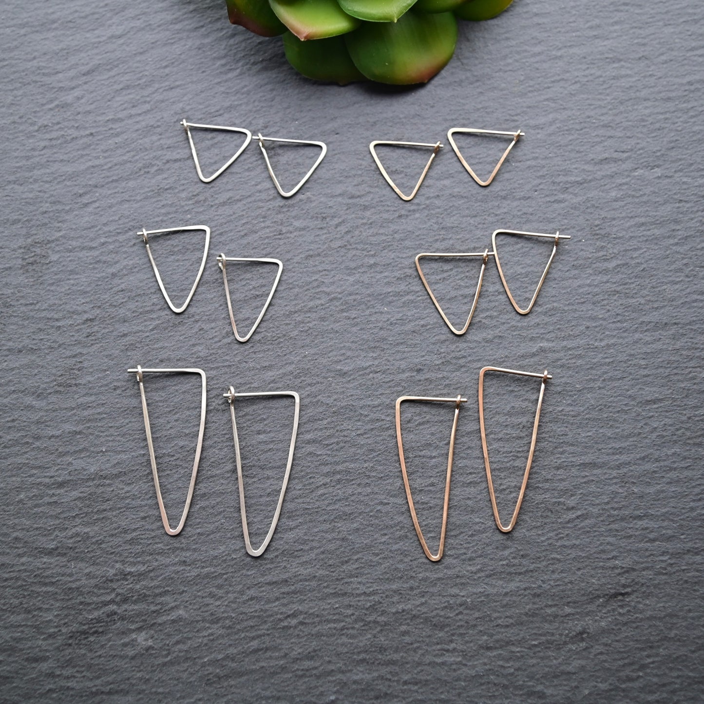 Hammered Hoops: Triangle Infinity Hoops in Gold or Silver